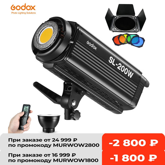 Godox SL-200W 200Ws 5600K Studio LED Continuous Photo Video Light Lamp w/ Remote