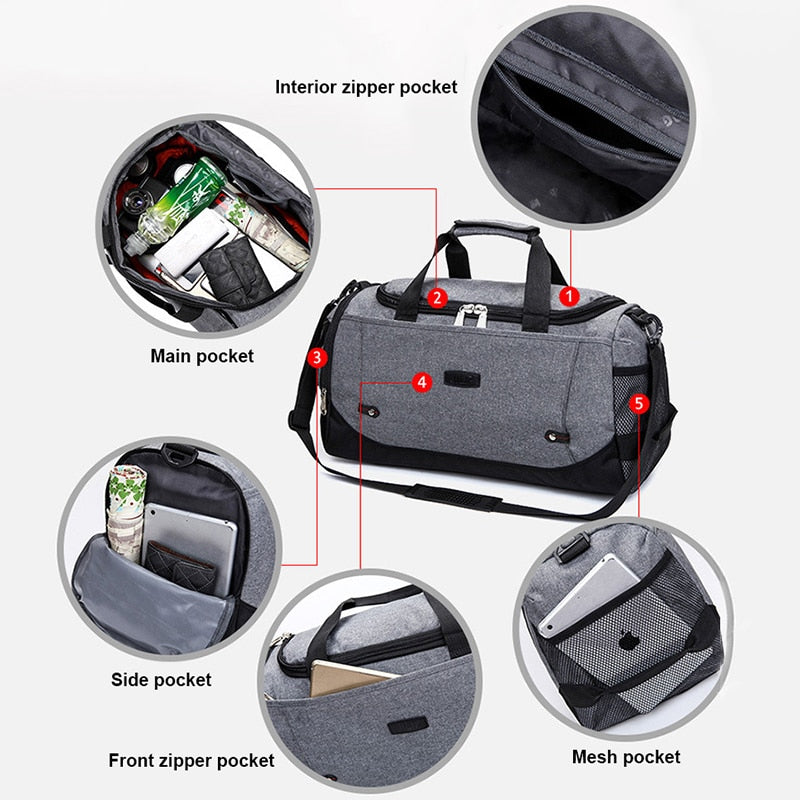 Scione Men Travel Bag Large Capacity Hand Luggage Travel Duffle Bags Nylon Weekend Bags Women Multifunctional Travel Bags