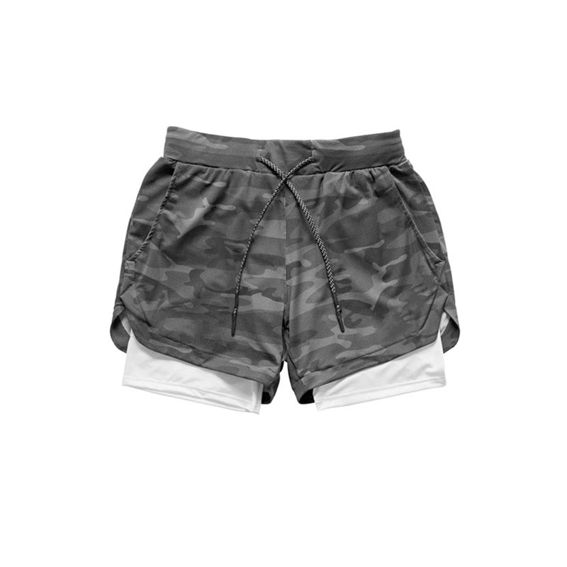 2022 Camo Running Shorts Men 2 In 1 Double-deck Quick Dry GYM Sport Shorts Fitness Jogging Workout Shorts Men Sports Short Pants
