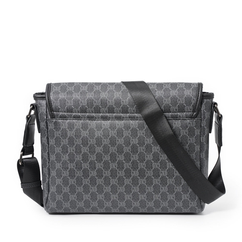New Luxury Brand Design Men&#39;s Single Shoulder Square Bag Plaid Leather Business Messenger Bags Male Purse and Handbag sac homme