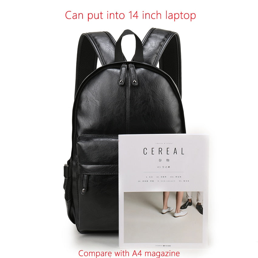 VORMOR Brand Men Backpack Leather School Backpack Bag Fashion Waterproof Travel Bag Casual Leather Book Bag Male