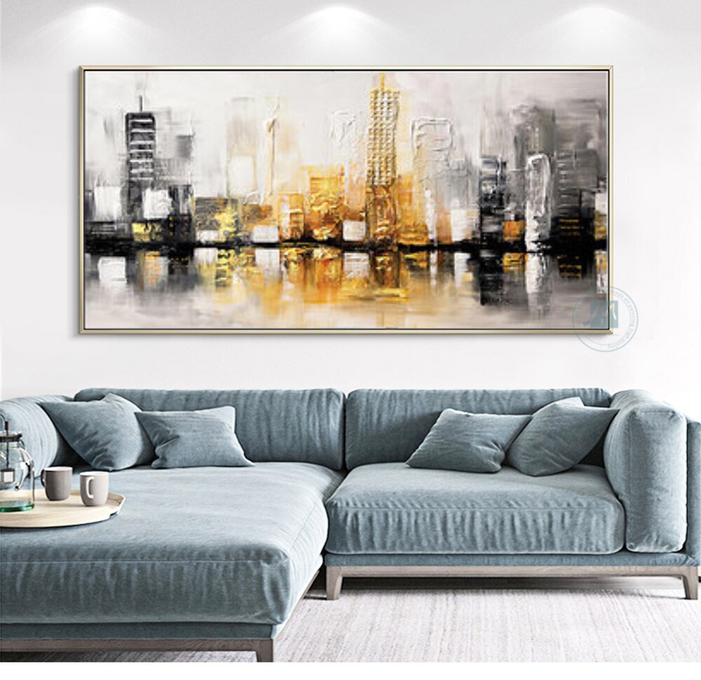 Hand painted canvas paintings for living room wall Modern Abstract Modern Wall Paintings Decoration paintings Blue Vertical Art
