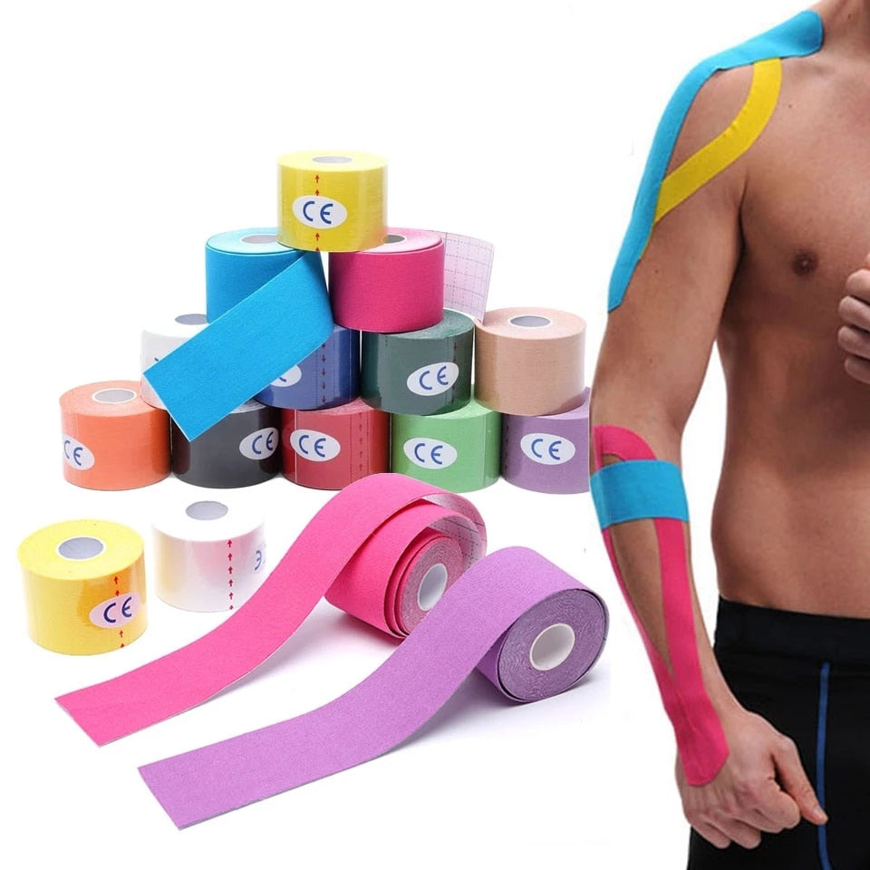 2022 New Kinesiology Tape Athletic Recovery Elastic Tape Kneepad Muscle Pain Relief Knee Pads Support for Gym Fitness Bandage