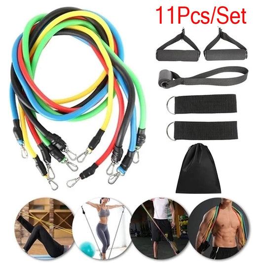 11 Pcs/Set Fitness Latex Resistance Bands: Versatile Gym Equipment for Effective Training, Yoga, and Exercise