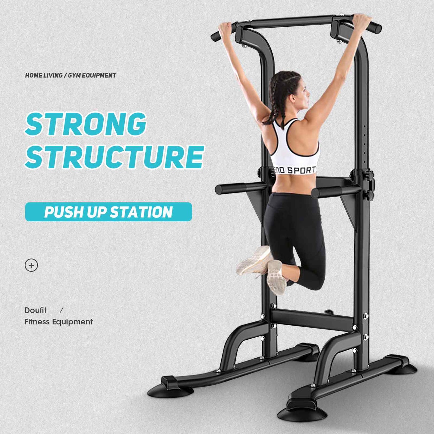 Indoor Pull Up Bar Adjustable Horizontal Bars Multifunction Workout Pull Up Station Power Tower Home Gym Fitness Equipment 150kg