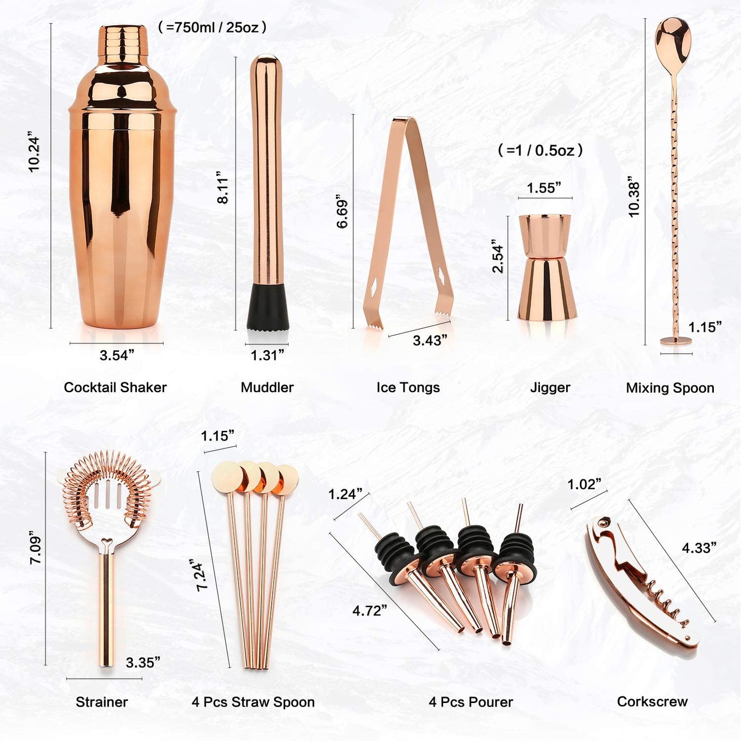 Cocktail Shaker Making Set,16pcs Bartender Kit for Mixer Wine Martini, Stainless Steel Bars Tool, Home Drink Party Accessories