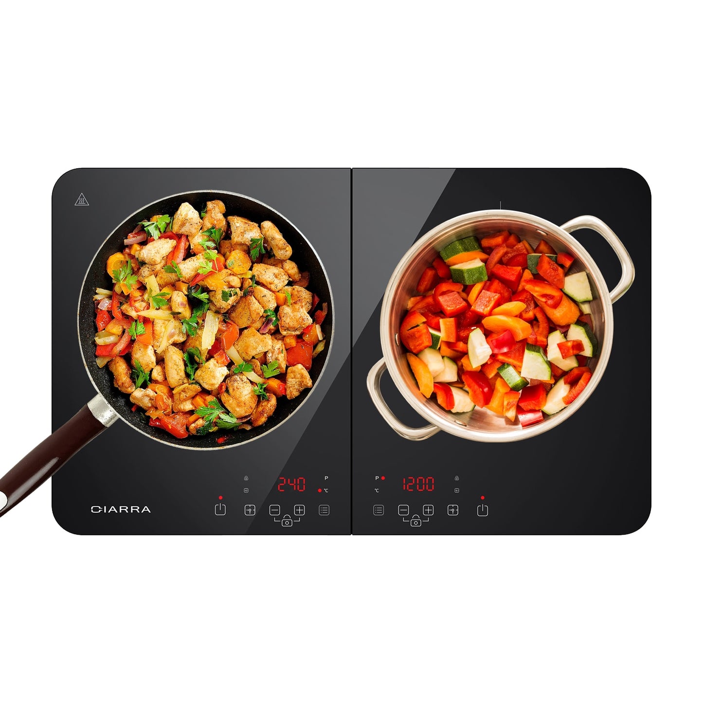 CIARRA CBTIH2 Induction Hob 3500W, Double Induction Cooker with Sensor Touch Control 10 Temperature Levels Multiple Power Level