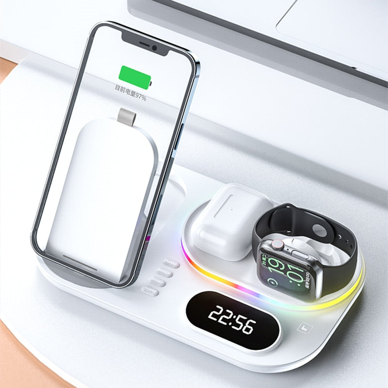 30W LED 4 in 1 Wireless Charger Dock