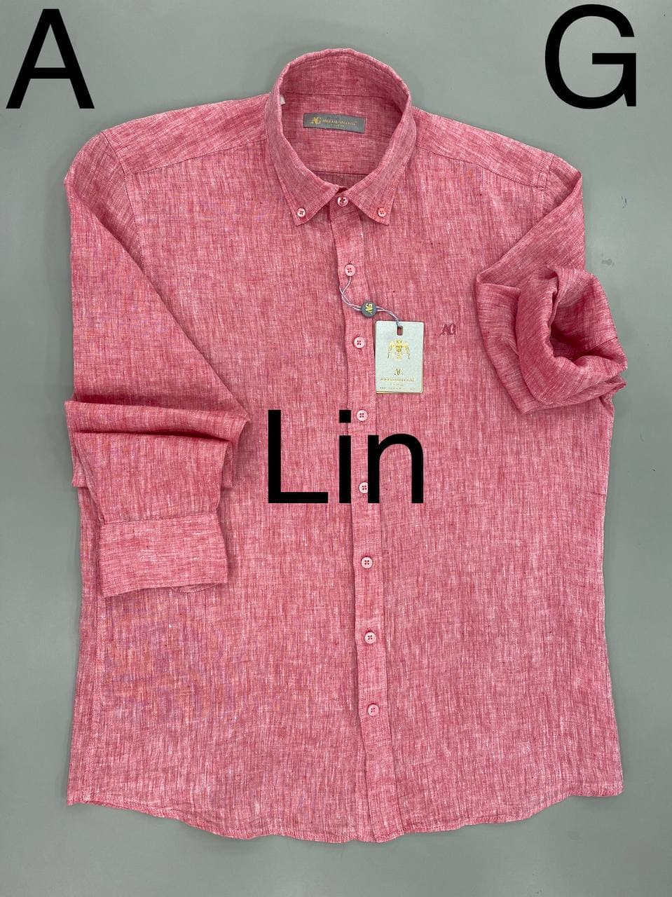 chemise manches longues en lin couleur rouge