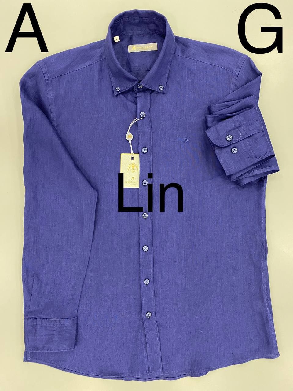 chemise manches longues en lin couleur violette