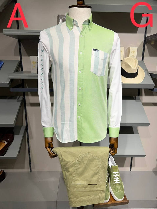 chemise façonnable manche longue pour hommes couleur verte citron