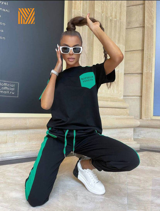 Complet tee-shirt et joggers en coton pour femme marque de créateur très tendance